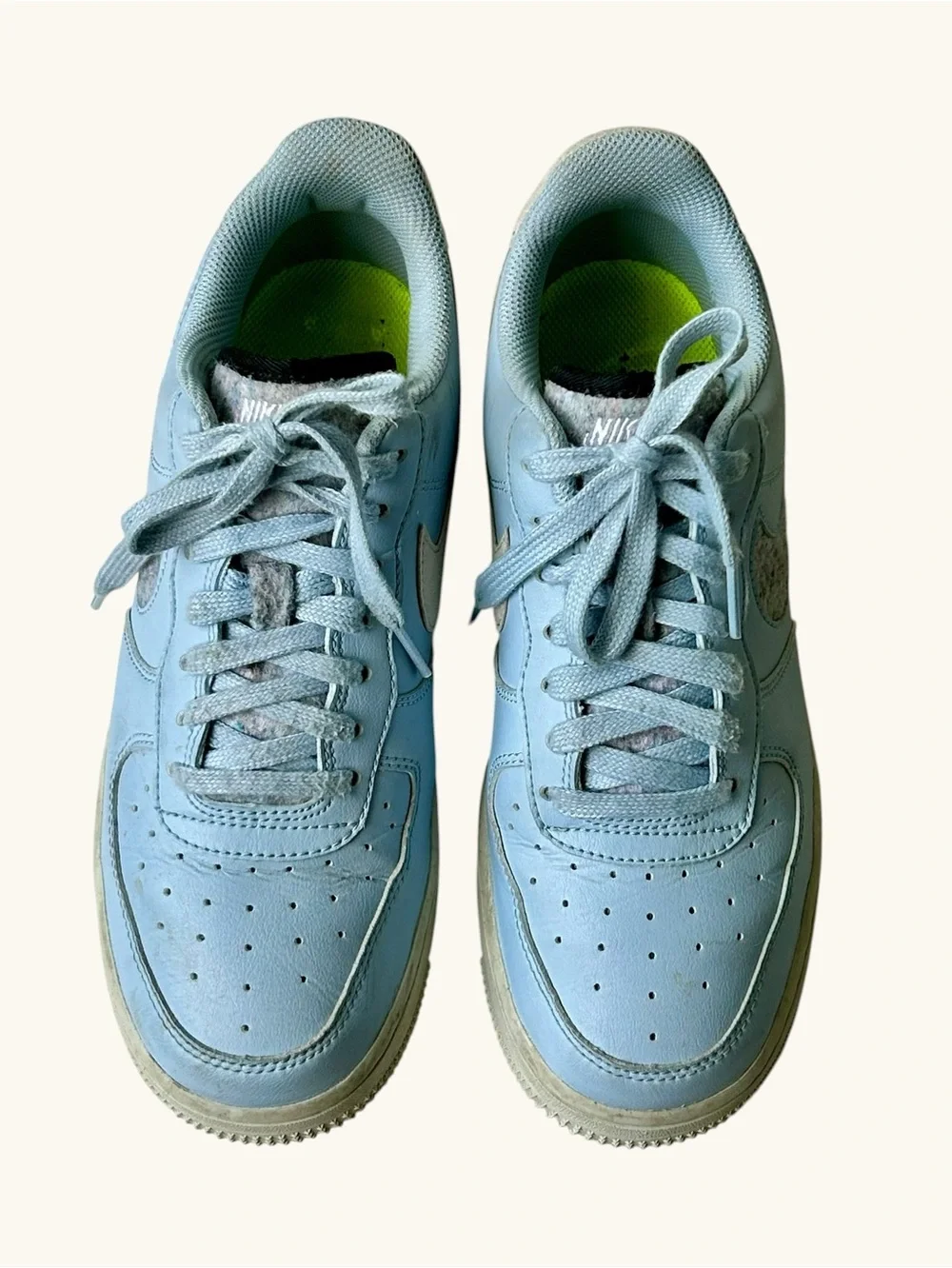 Nike AF1 Next Nature Light Blue Recycled Wool/Felt Swoosh Women’s 7.5